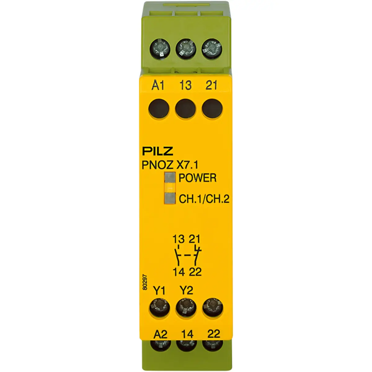 Produktfoto 1 von PILZ PNOZ X7.1 24VAC/DC 1n/o 1n/c, Überwachung von Not-Halt, Schutztüren