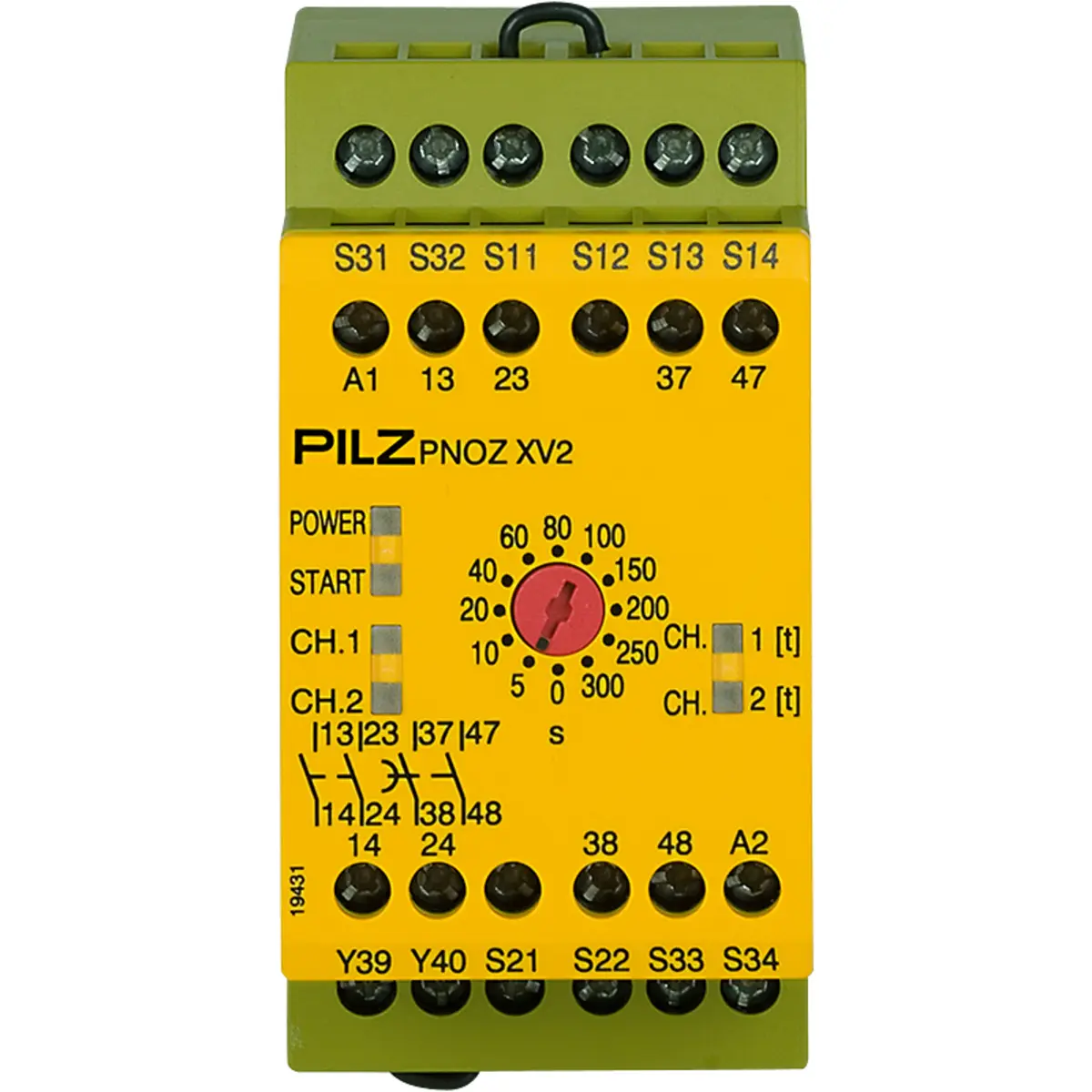 Produktfoto 1 von PILZ PNOZ XV2 300/24VDC 2n/o 2n/o t, Zeitüberwachung, P/n: 774508
