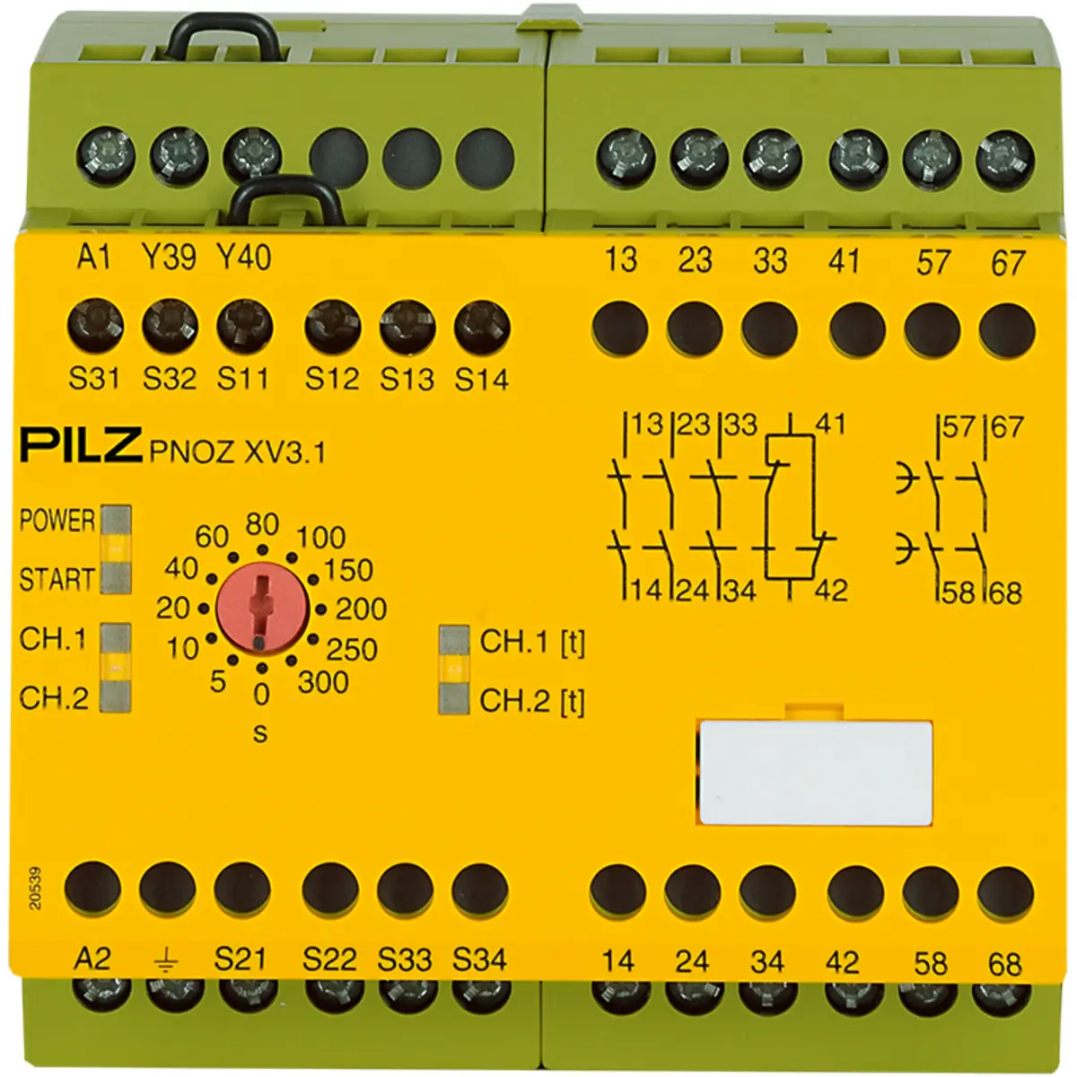 Produktfoto 1 von PILZ PNOZ XV3.1 300/24-240VACDC 3no 1nc 2no t, Zeitüberwachung, P/n: 774618