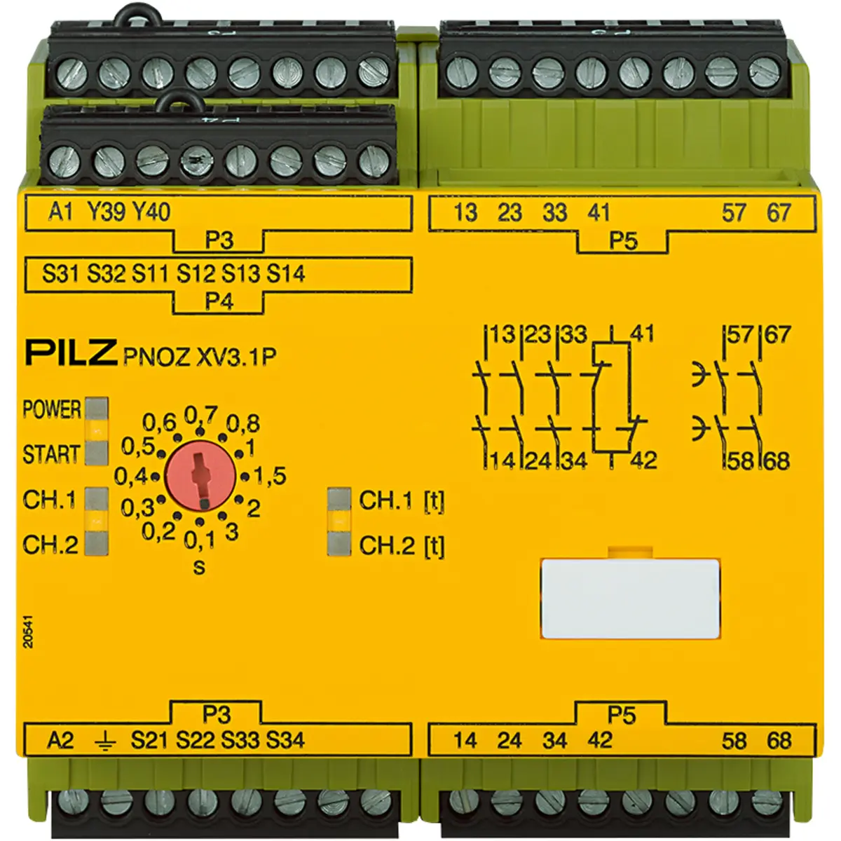 Produktfoto 1 von PILZ PNOZ XV3.1P 3/24-240VACDC 3no 1nc 2no t, Zeitüberwachung, P/n: 777532