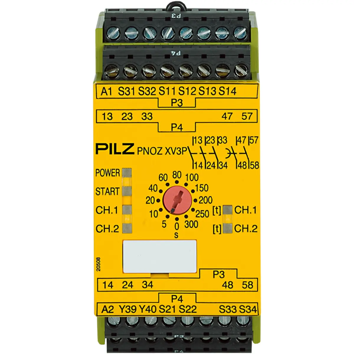 Produktfoto 1 von PILZ PNOZ XV3P 300/24VDC 3n/o 2n/o t, Zeitüberwachung, P/n: 777518