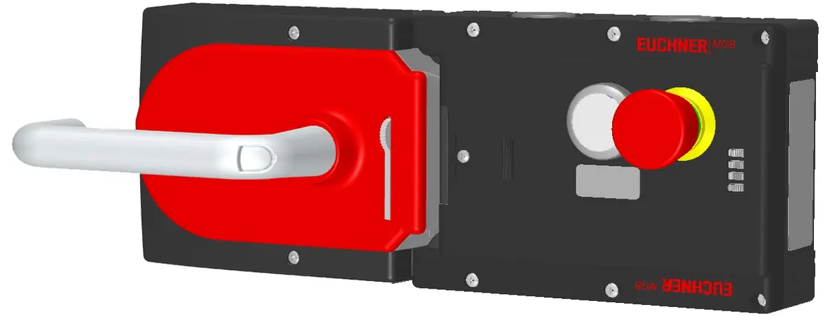 Produktfoto 1 von Euchner MGB-L2H-ARA-L-121029, Zuhalteset+1 Taster, Not-Halt+Beschriftungsträger