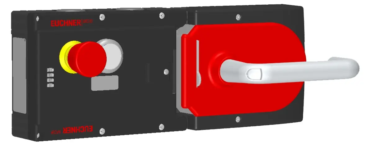 Produktfoto 1 von Euchner MGB-L2H-ARA-R-121025, Zuhalteset+1 Taster, Not-Halt+Beschriftungsträger