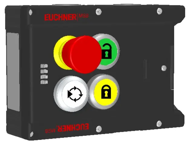 Produktfoto 1 von Euchner MGB-L1-ARA-AJ4A1-M-R-122235, Zuhaltemodul mit 3 Taster, Not-Halt