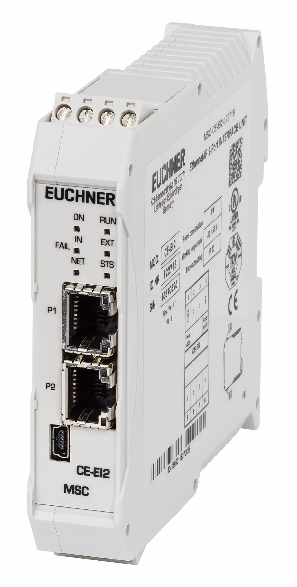 Produktfoto 1 von Euchner MSC-CE-EI2-122718, Erweiterungsmodul MSC-CE, P\n: 122718
