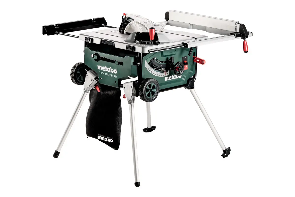 Produktfoto 1 von Metabo 613025850, Tischkreissäge TS 36-18 LTX BL 254  mit Untergestell und Trolleyfunktion