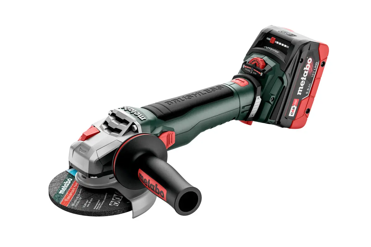Produktfoto 1 von Metabo 613057660, Akku-Winkelschleifer WVB 18 LT BL 11-125 2x 5,5 Ah LiHD und Ladegerät
