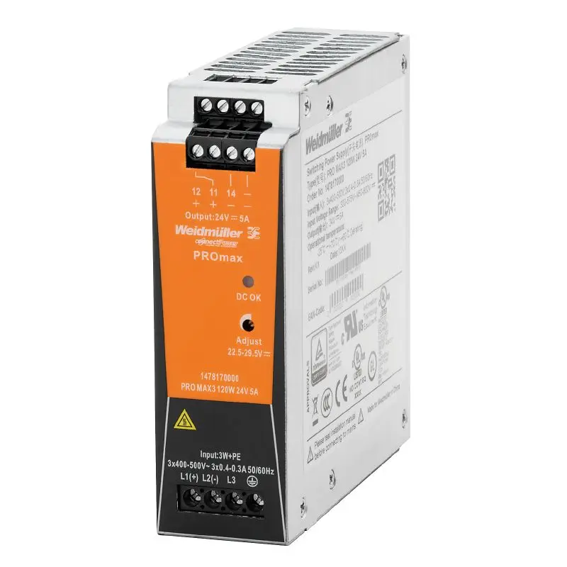 Produktfoto 1 von WEIDMÜLLER PRO MAX3 120W 24V 5A, Stromversorgung, Schaltnetzgerät, 24 V