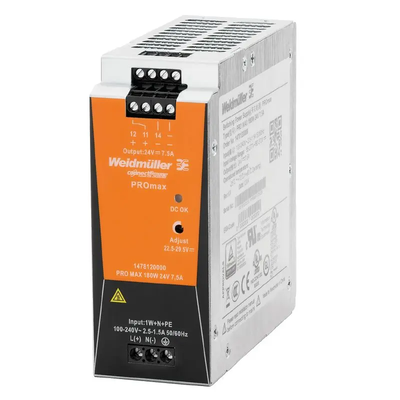 Produktfoto 1 von WEIDMÜLLER PRO MAX 180W 24V 7,5A, Stromversorgung, Schaltnetzgerät, 24 V