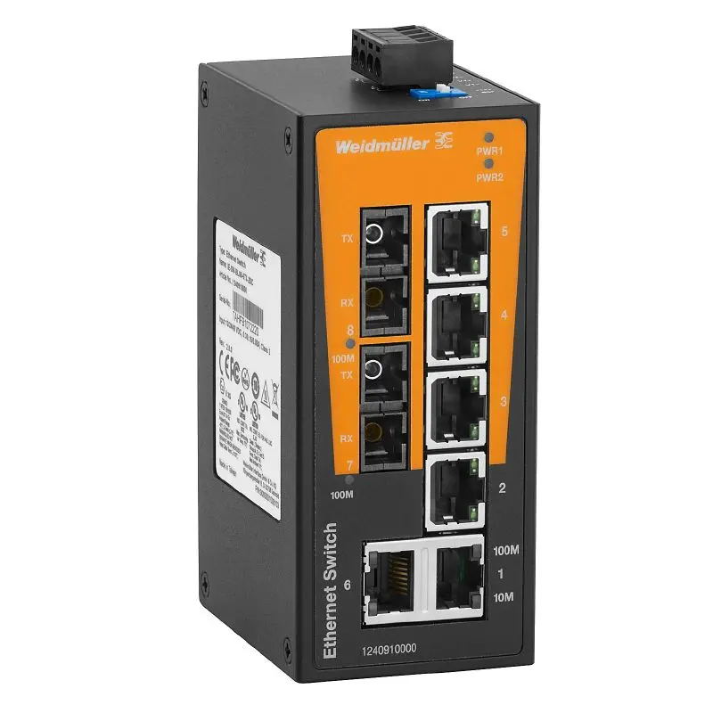 Produktfoto 1 von WEIDMÜLLER IE-SW-BL08T-6TX-2SCS, Netzwerk Switch, unmanaged, P/n: 1412120000