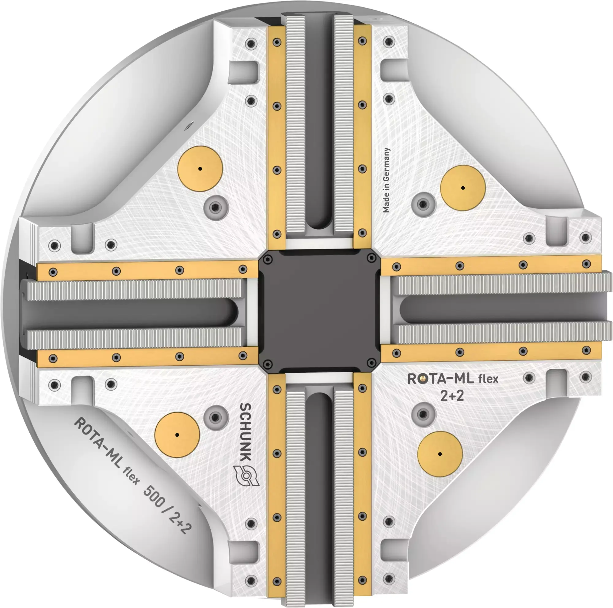 Produktfoto 1 von SCHUNK ROTA-M flex 2+2 500 Z380-SV90°, Flexibles 4-Backen-Ausgleichsfutter