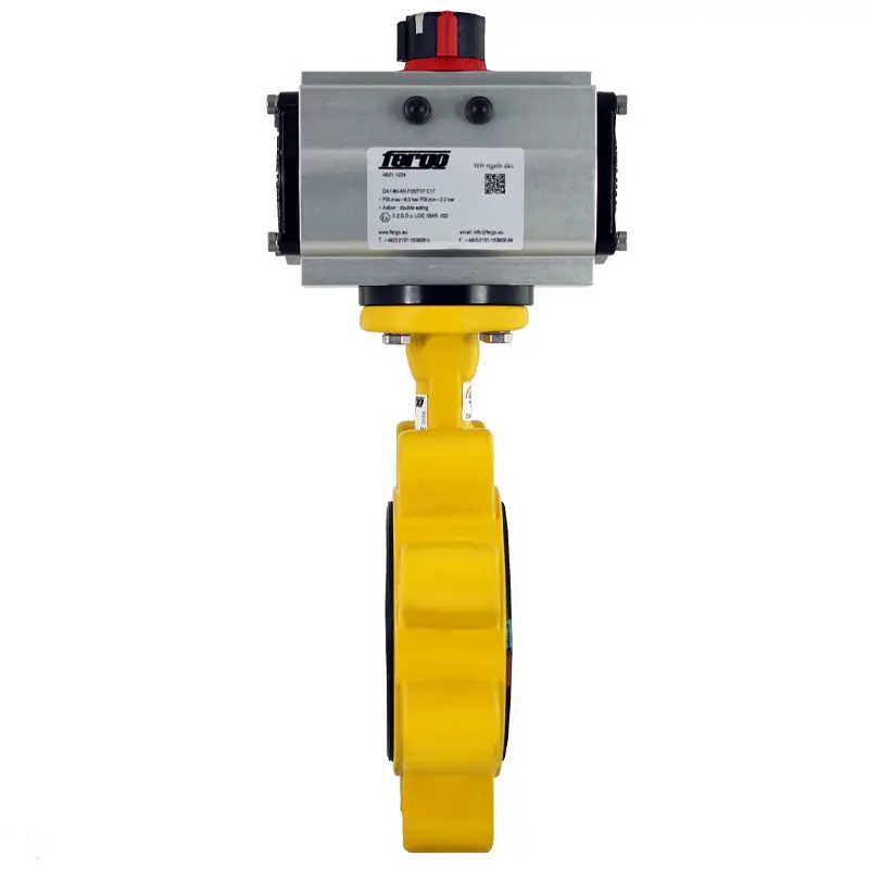 Fergo AK211G Gas Absperrklappe DN 65 PN16 DVGW-Gas NBR doppeltwirkend Antrieb
