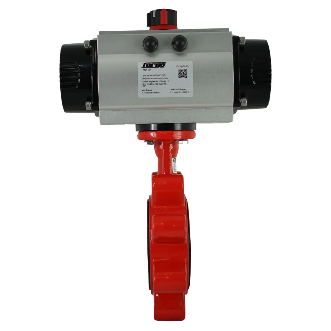 Produktfoto 1 von Fergo AK211 Absperrklappe DN 80 PN16 FPM/FKM (Viton) einfachwirkend pneumatisch