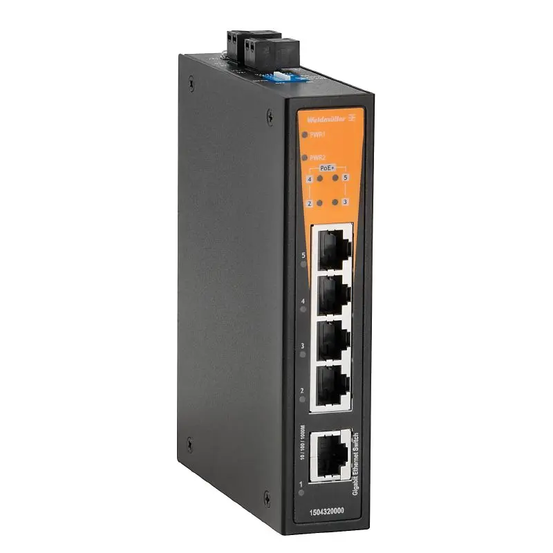 Produktfoto 1 von WEIDMÜLLER IE-SW-BL05T-1GT-4GTPOE, Netzwerk Switch, unmanaged, P/n: 1504340000