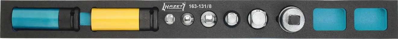Produktfoto 1 von Hazet 163-131/8, Steckschlüsseleinsatz-Set (3/8", 3/4", 1/4", 1/2") 8teilig