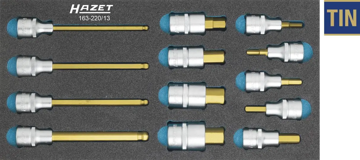 Produktfoto 1 von Hazet 163-220/13, Steckschlüssel-Bit-Einsatz-Set 1/2" (12.5 mm) 13teilig