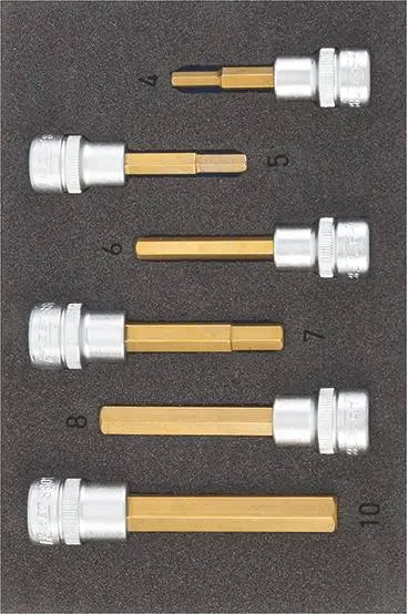 Produktfoto 1 von Hazet 163-302/6, Steckschlüssel-Bit-Einsatz-Set 3/8" (10 mm) 6teilig