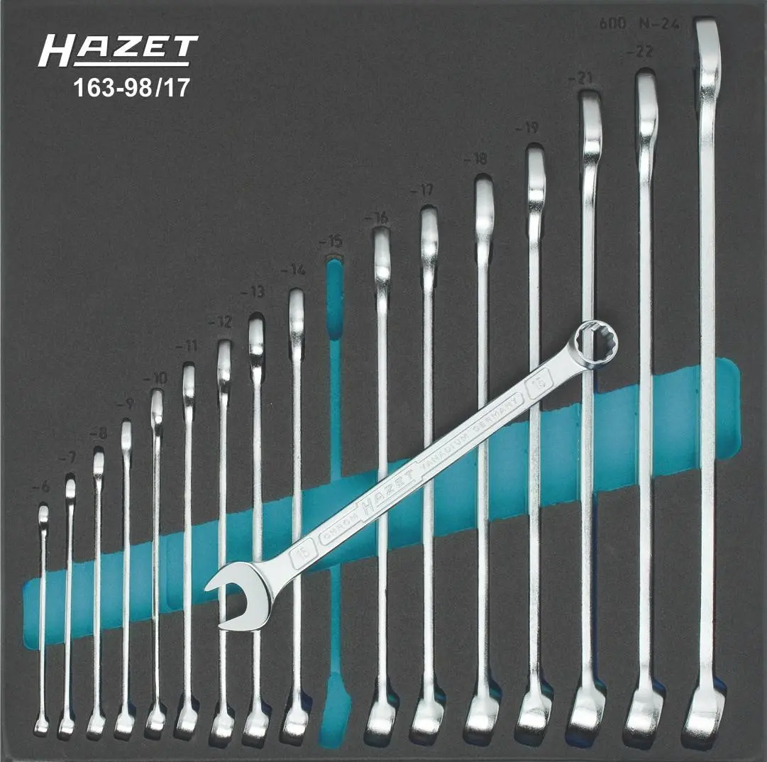 Produktfoto 1 von Hazet 163-98/17, Ring-Maulschlüssel-Satz 17teilig Schlüsselweite 6 - 24 mm