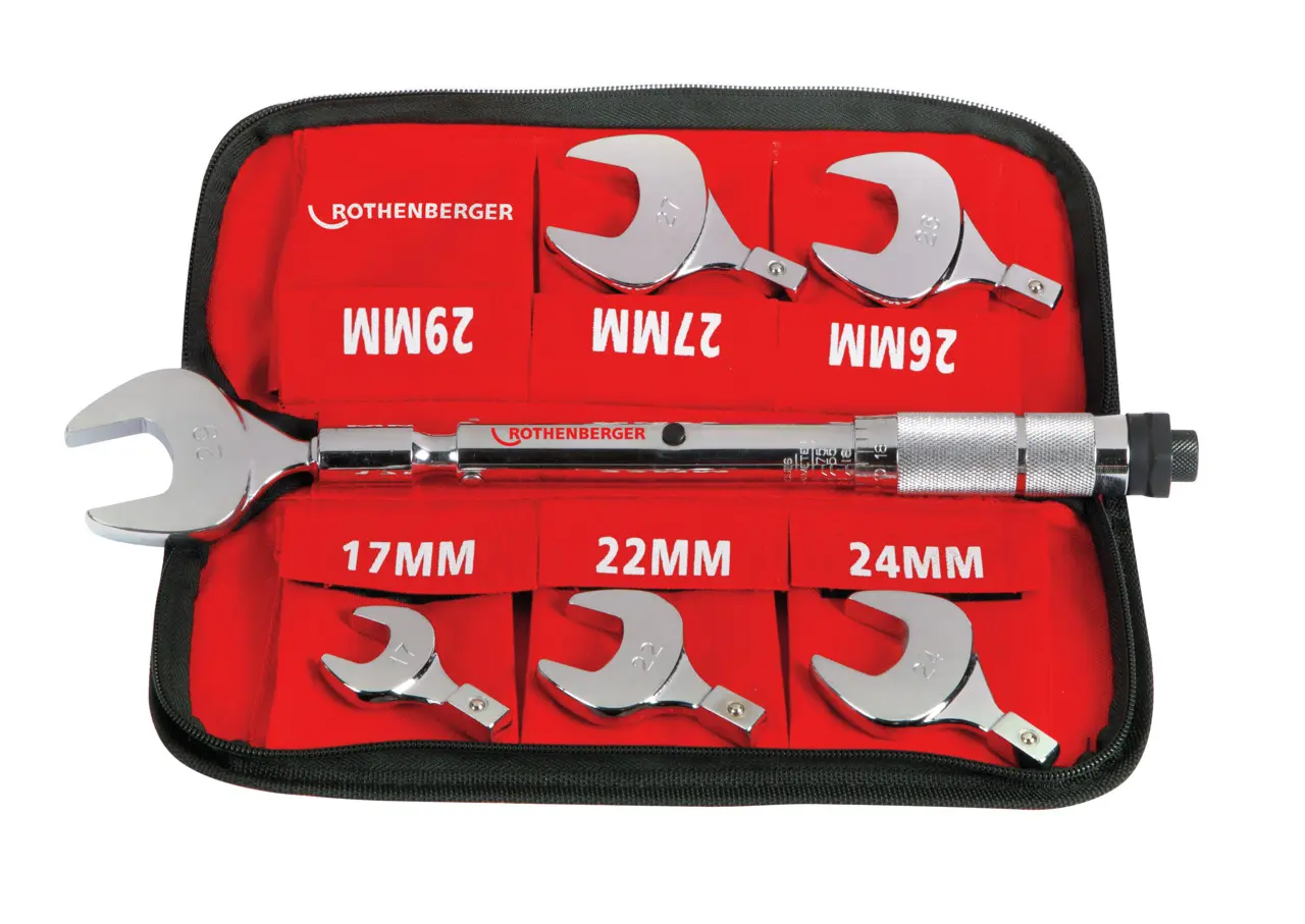 Produktfoto 1 von ROTHENBERGER 175001, Drehmoment-Gabelschlüssel-Set 17-29 mm, 7-teilig