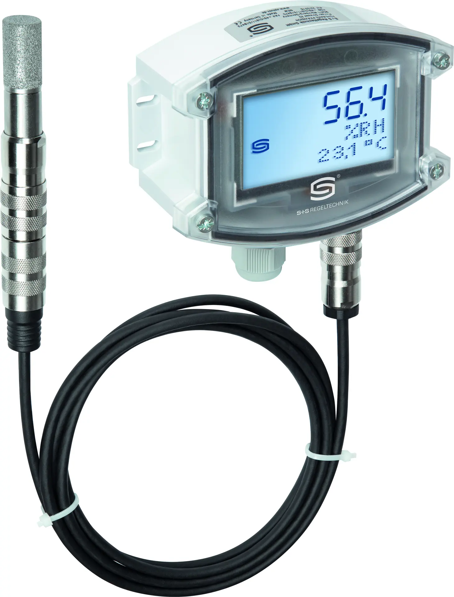 Produktfoto 1 von S+S REGELTECHNIK 1201-7121-0400-100 RPFF-25-U LCD Raumpendel-Feuchte