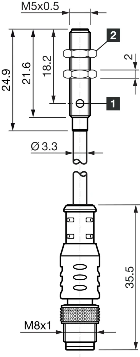 Produktfoto 1 von DI-Soric DCC 05 V 1.5 POK-K-TSL, Induktiv. Näherungssen. Miniat. Extended