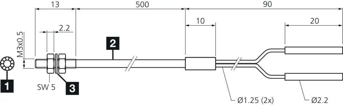 Produktfoto 1 von Di-Soric KLT-M3-S0.5-0.25K, Kunststoff-Lichtleiter, P\n: 209946