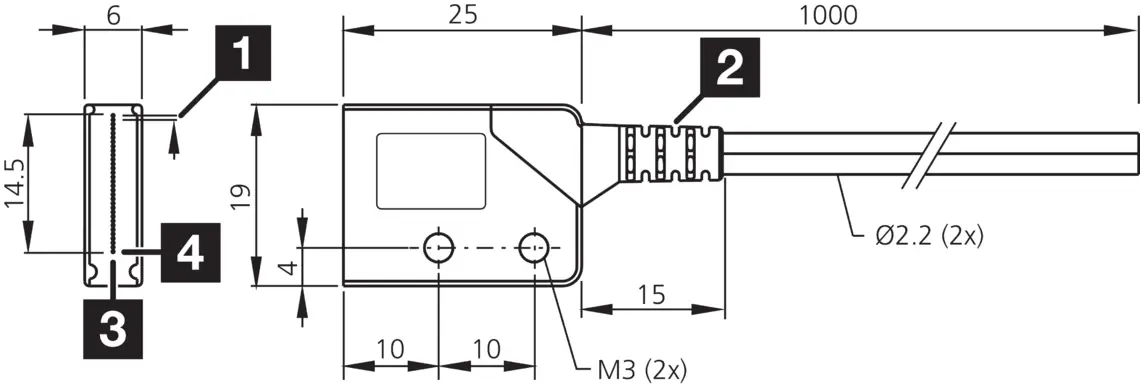 Produktfoto 1 von Di-Soric KLTM-Q25K-T1-14, Kunststoff-Lichtleiter, P\n: 209960