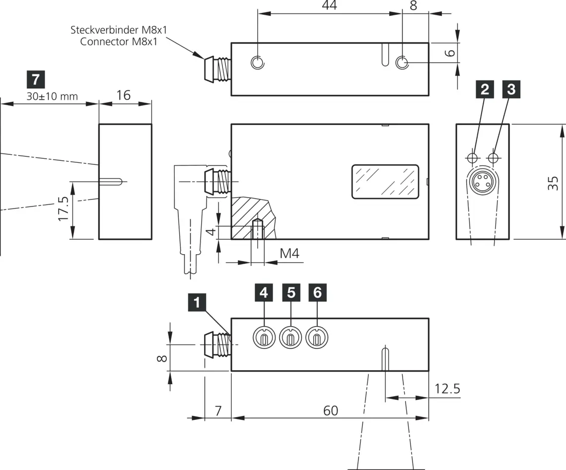 Produktfoto 1 von Di-Soric OBSR 60 M 30 G8-T4, Optischer Bewegungssensor, P\n: 209559