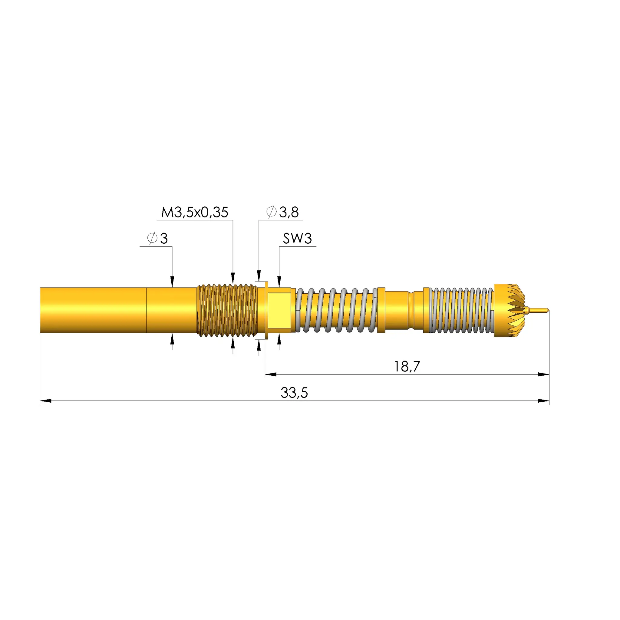 Produktfoto 1 von Ingun HFS-807 308 030 A 6842 HFM-F-M, Hochfrequenzstift, SKU: HFS-807-0004