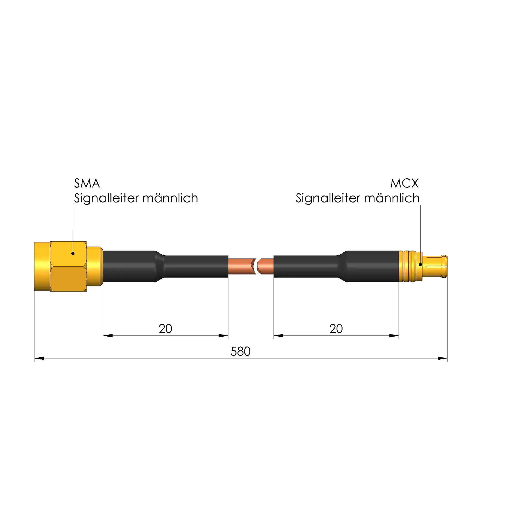 Produktfoto 1 von Ingun SE-RG316-50MCXMG058SMAMG, Koaxialkabel, konfektioniert, SKU: SE-RG316-0016
