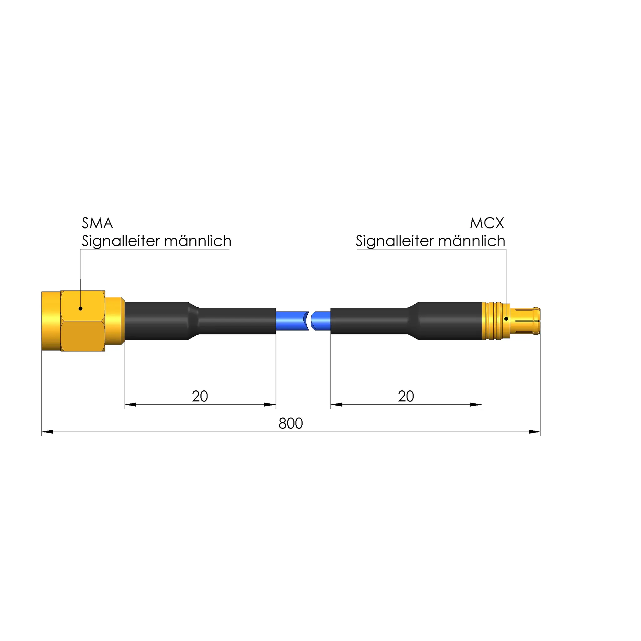 Produktfoto 1 von Ingun SE-EF316D-50MCXMG080SMAMG, Koaxialkabel, konfektioniert
