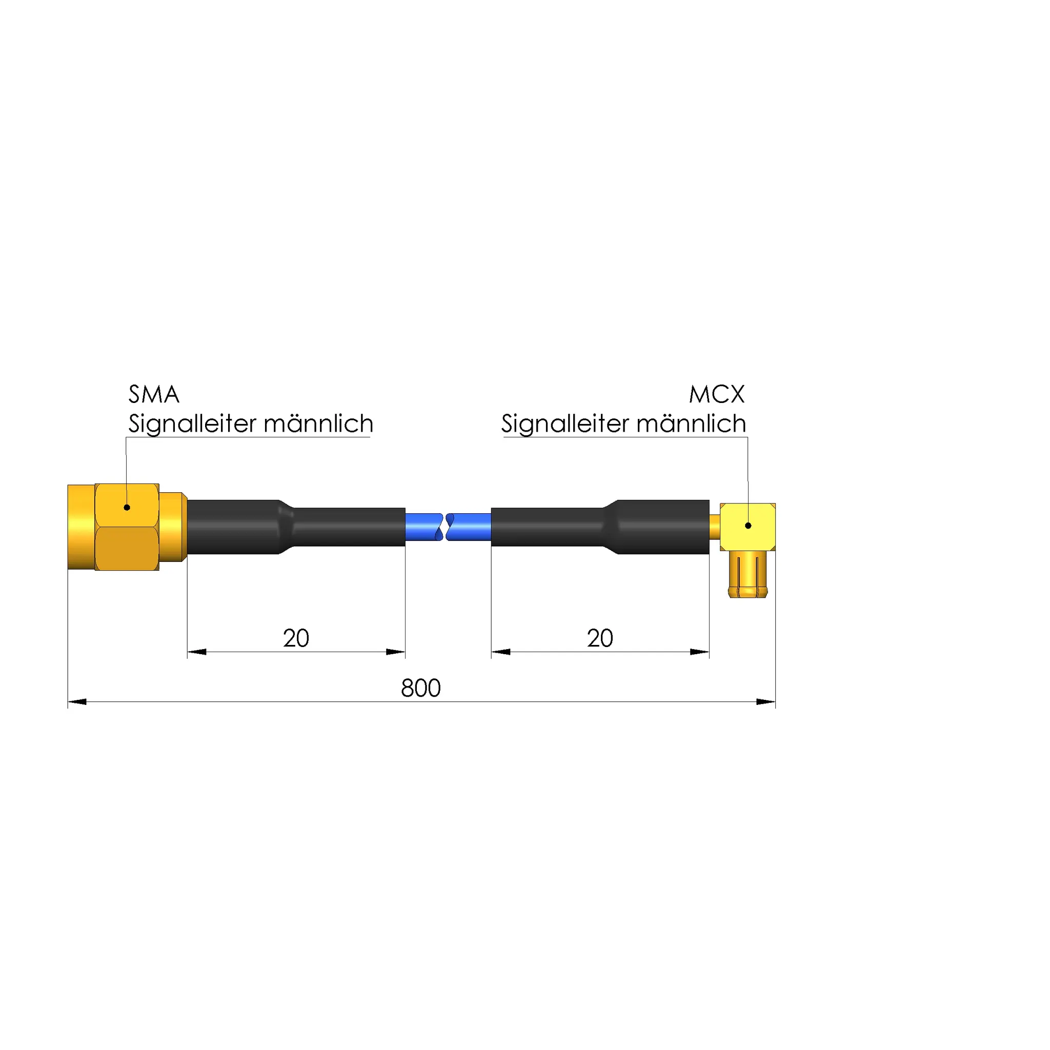 Produktfoto 1 von Ingun SE-EF316D-50MCXMW080SMAMG, Koaxialkabel, konfektioniert