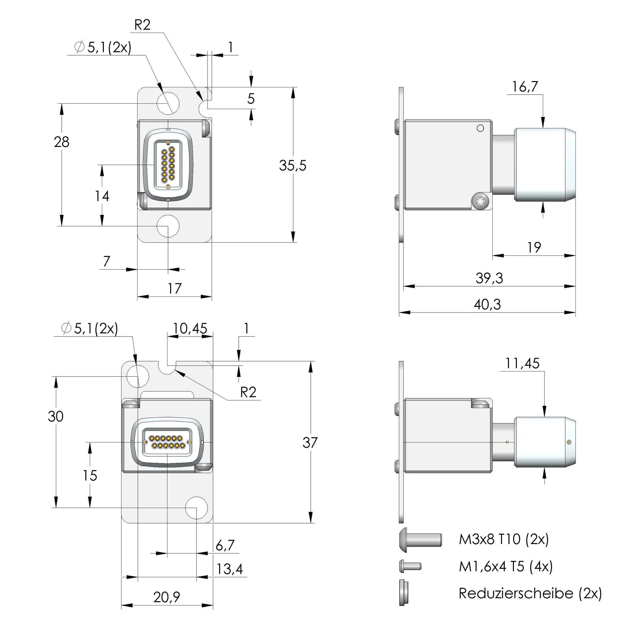 Produktfoto 1 von Ingun PS-HSAL2-S-M-012-G5-B-01, HSAL2 12-Pin sealed, SKU: 116018