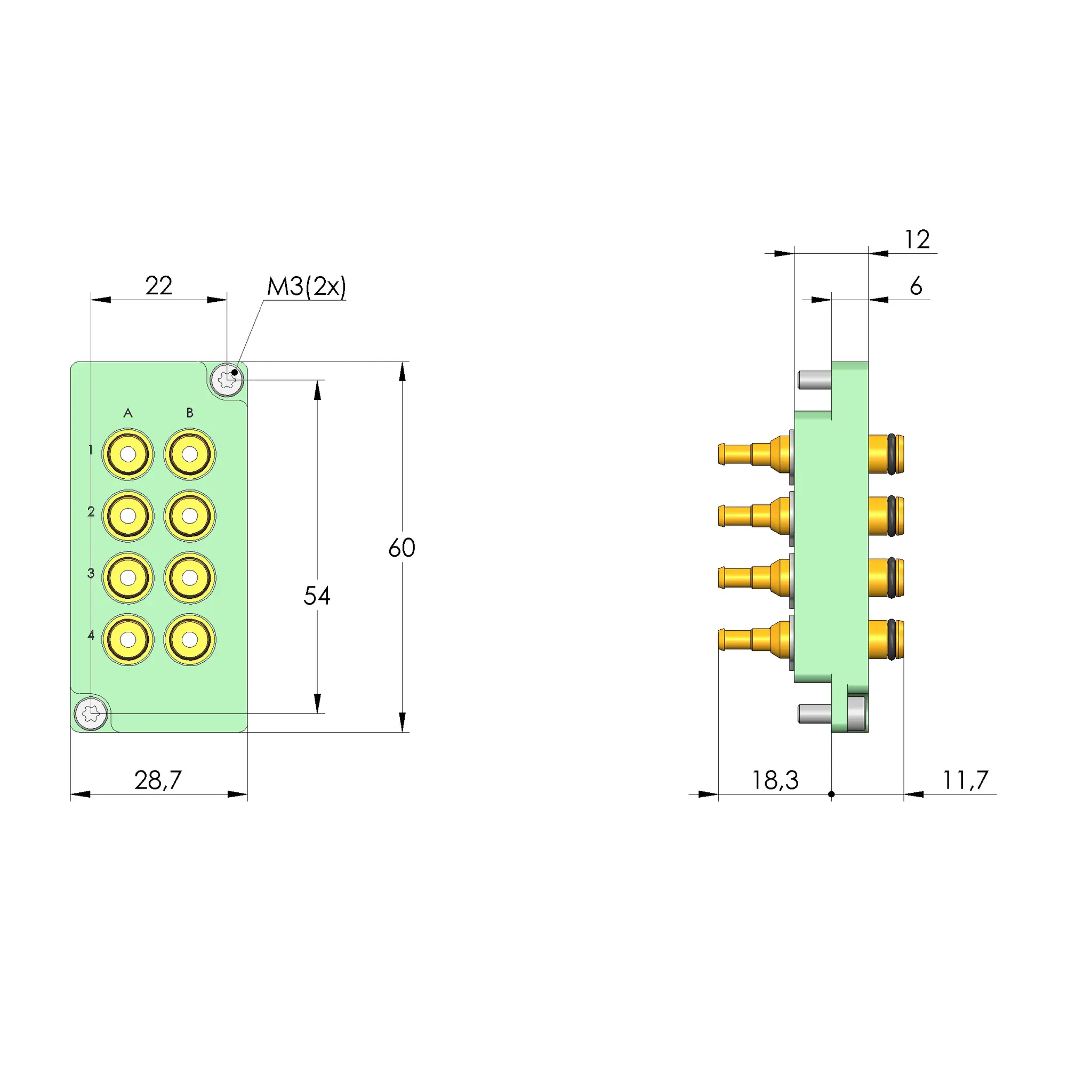 Produktfoto 1 von Ingun SB-T-PN-008-PK3, Schnittstellenblock, SKU: 27630