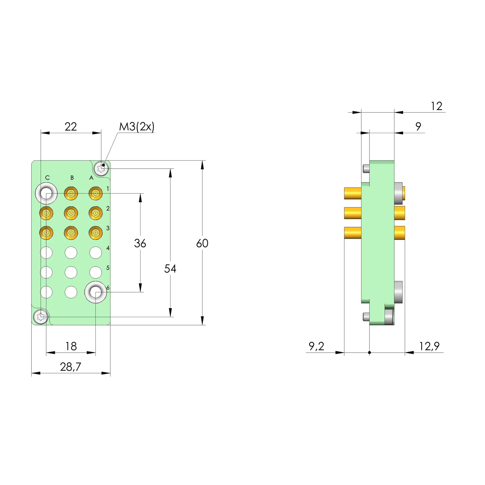 Ingun SB-P-HF-016-4GHz-08-Z, Schnittstellenblock