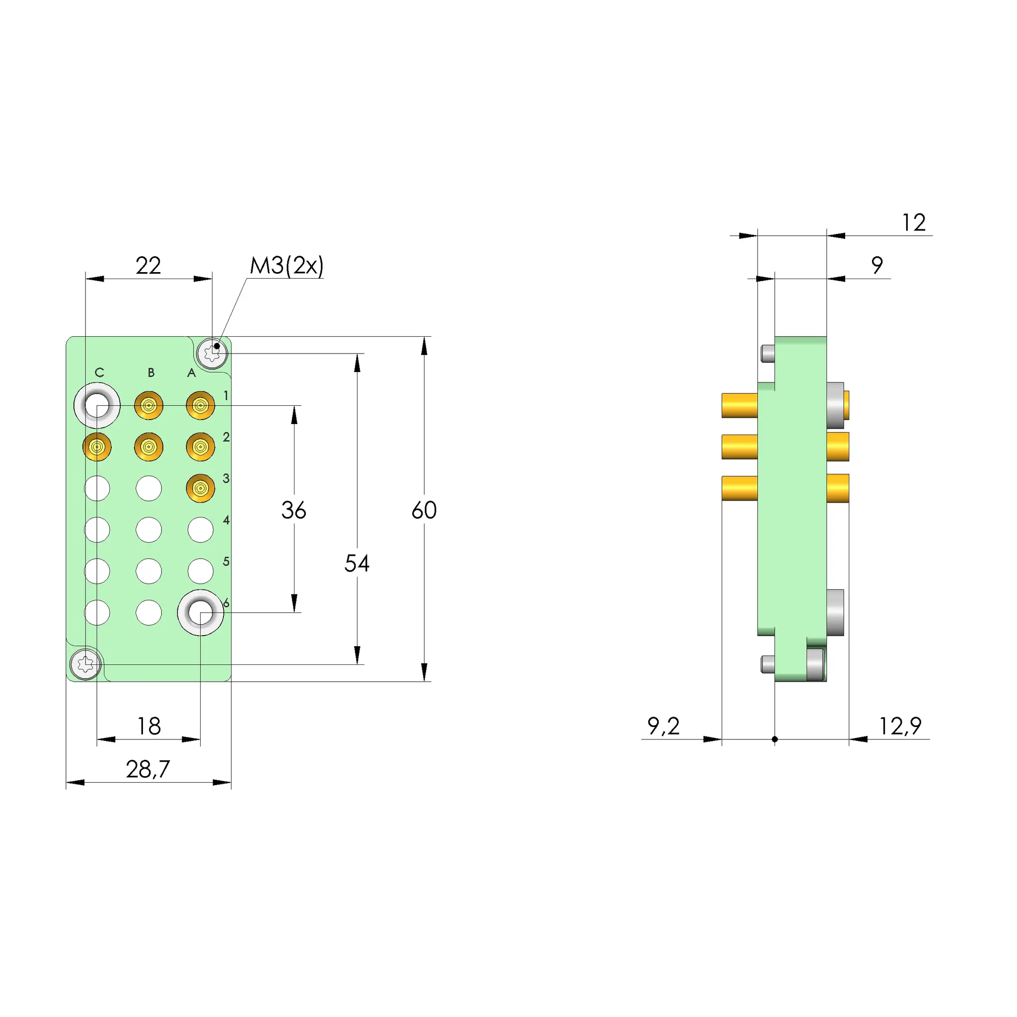 Ingun SB-P-HF-016-4GHz-06-Z, Schnittstellenblock