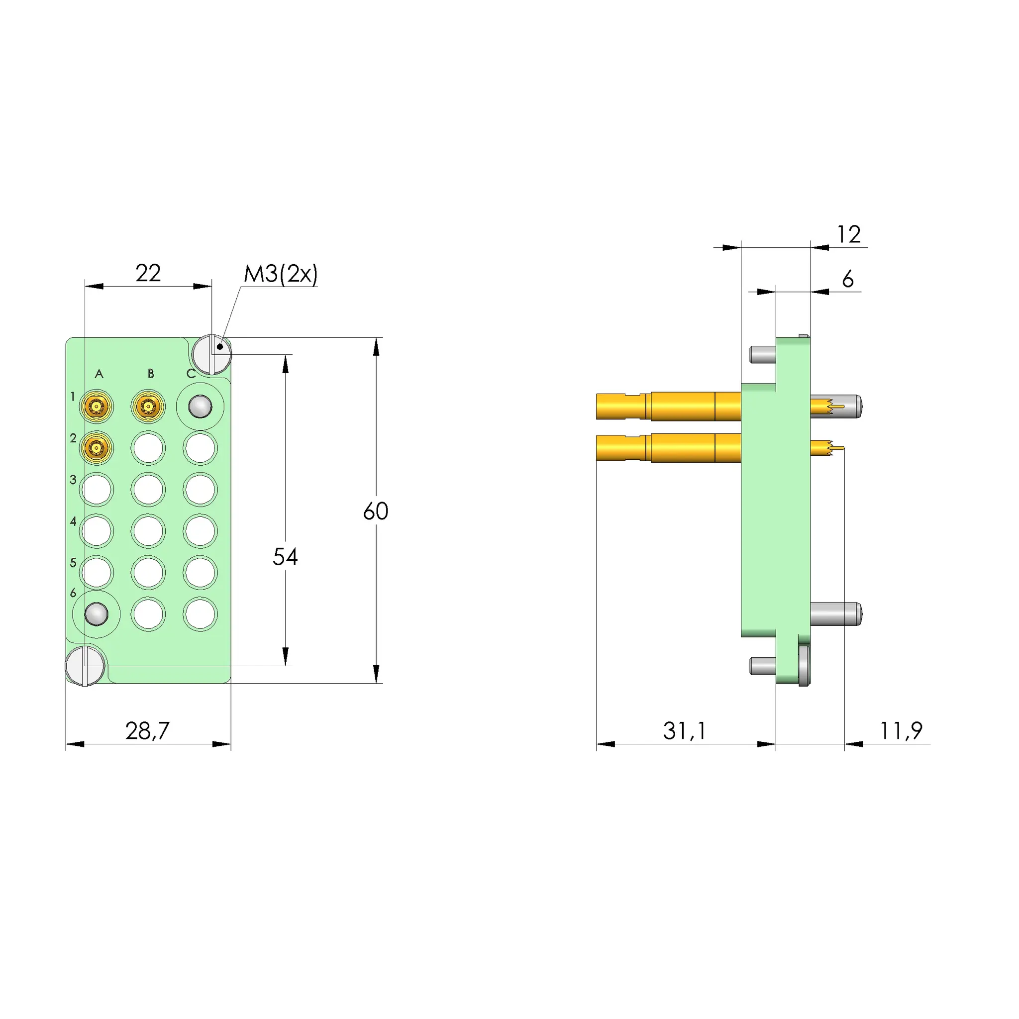 Produktfoto 1 von Ingun SB-T-HF-016-2GHz-03-Z, Schnittstellenblock, SKU: 38139
