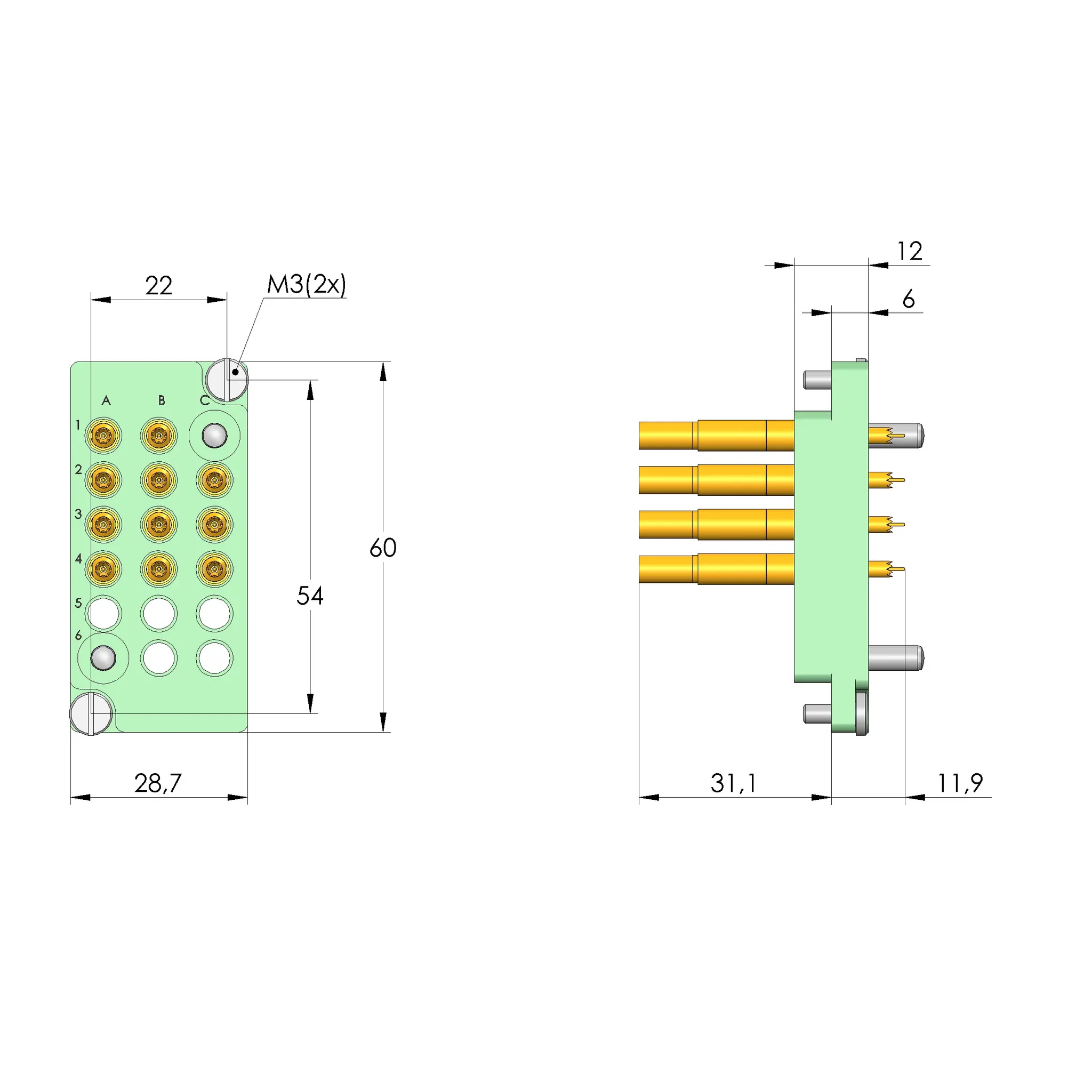 Produktfoto 1 von Ingun SB-T-HF-016-4GHz-11-Z, Schnittstellenblock
