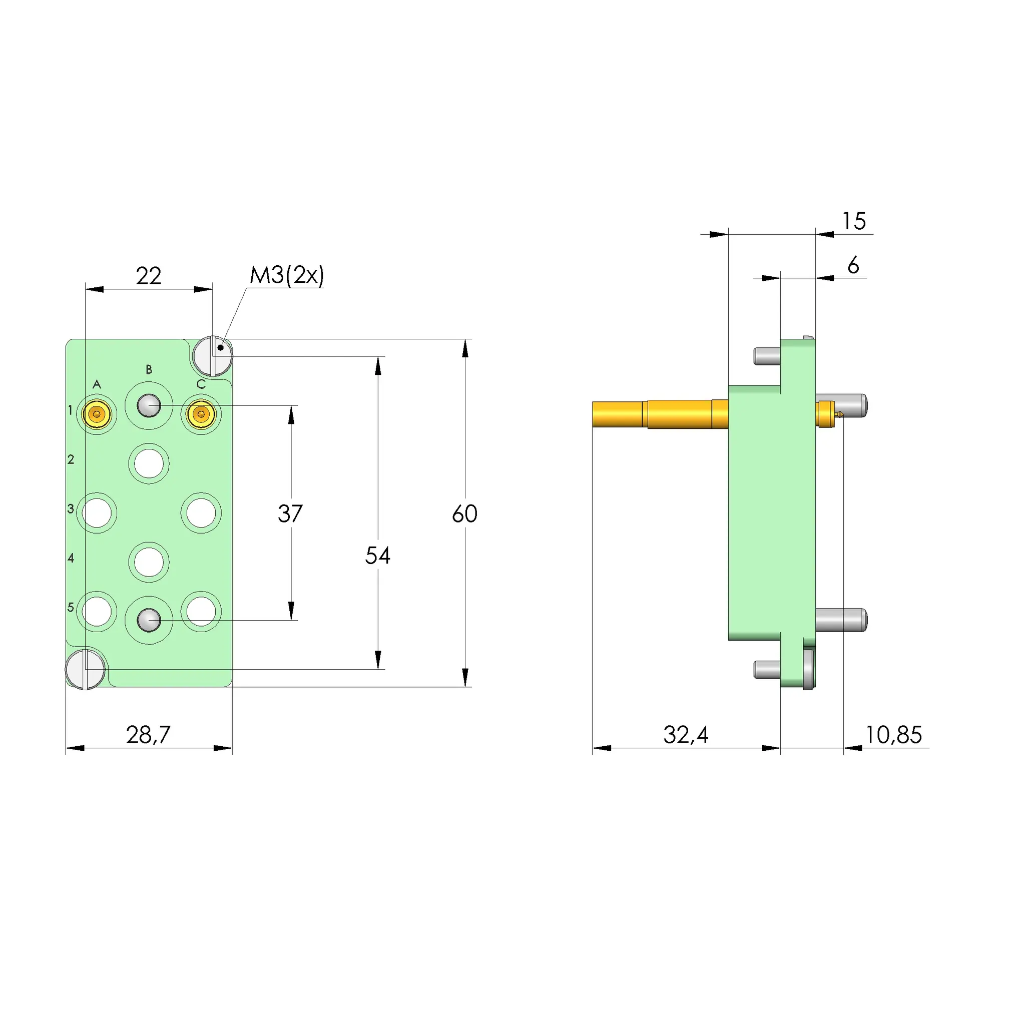 Produktfoto 1 von Ingun SB-T-HF-008-6GHz-02-Z, Schnittstellenblock