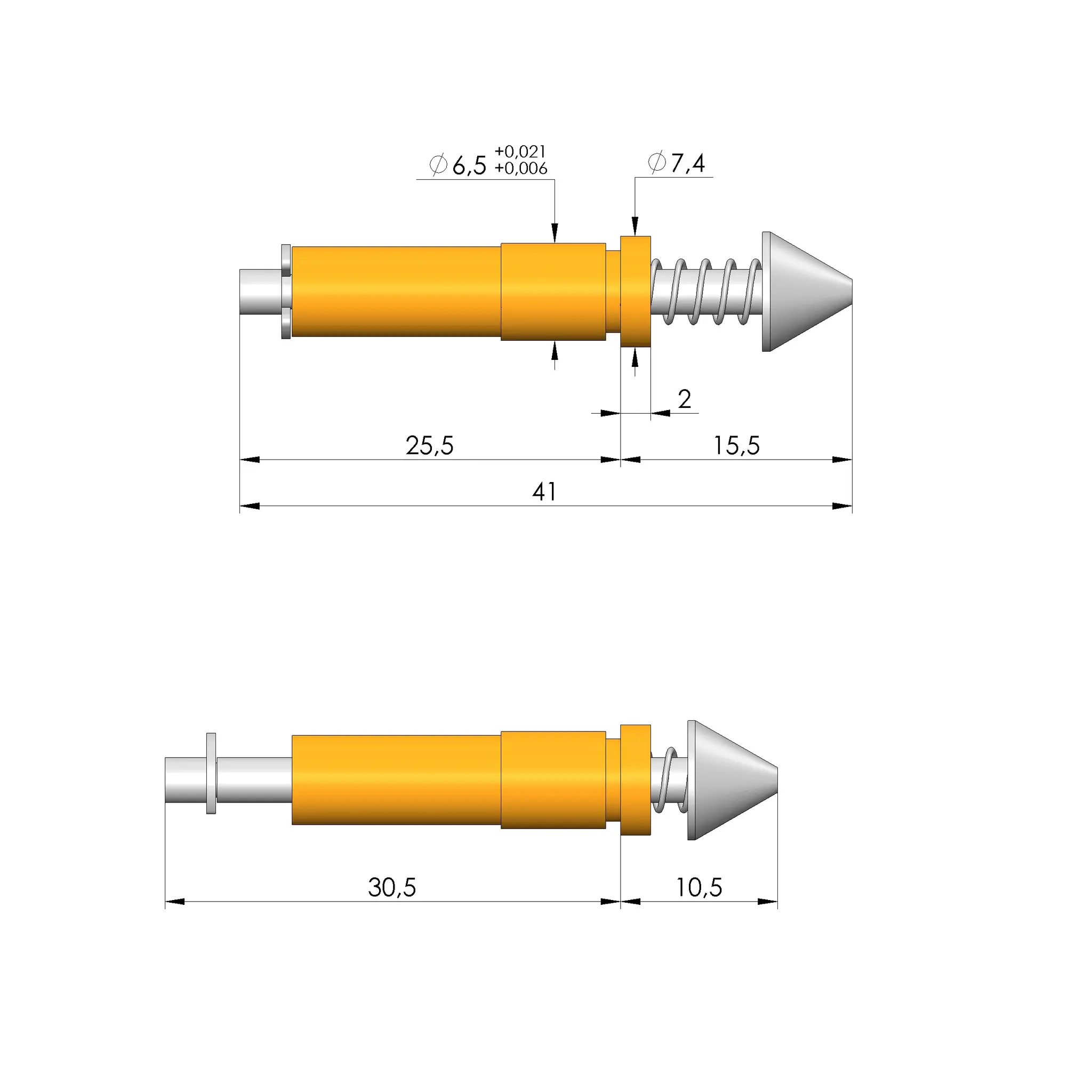 Produktfoto 1 von Ingun GFS-8,00-1,65-RD-16-06,5-B, Fangstift gefedert