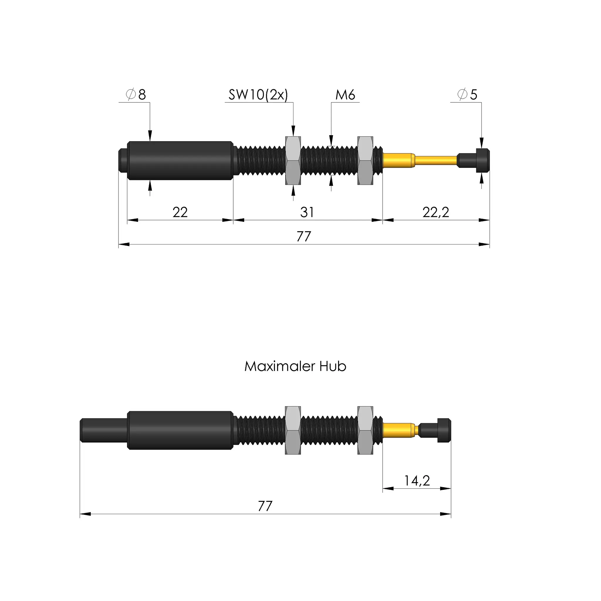 Produktfoto 1 von Ingun TAB-M-12-5-NSRL, Tasterbetätigung, SKU: 45692