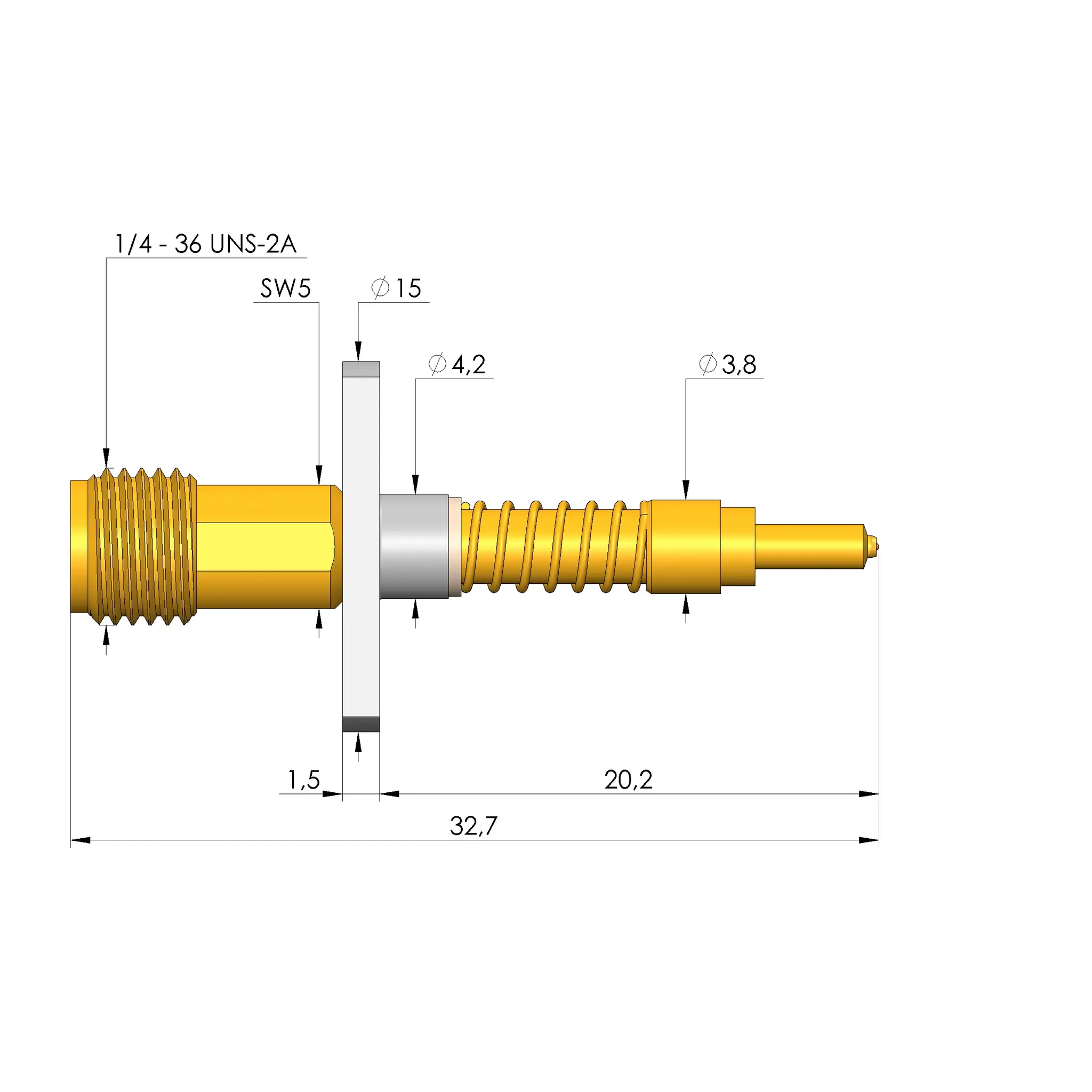 Produktfoto 1 von Ingun HFS-336 305 030 A 6042 KSC-F, Hochfrequenzstift, SKU: HFS-336-0014