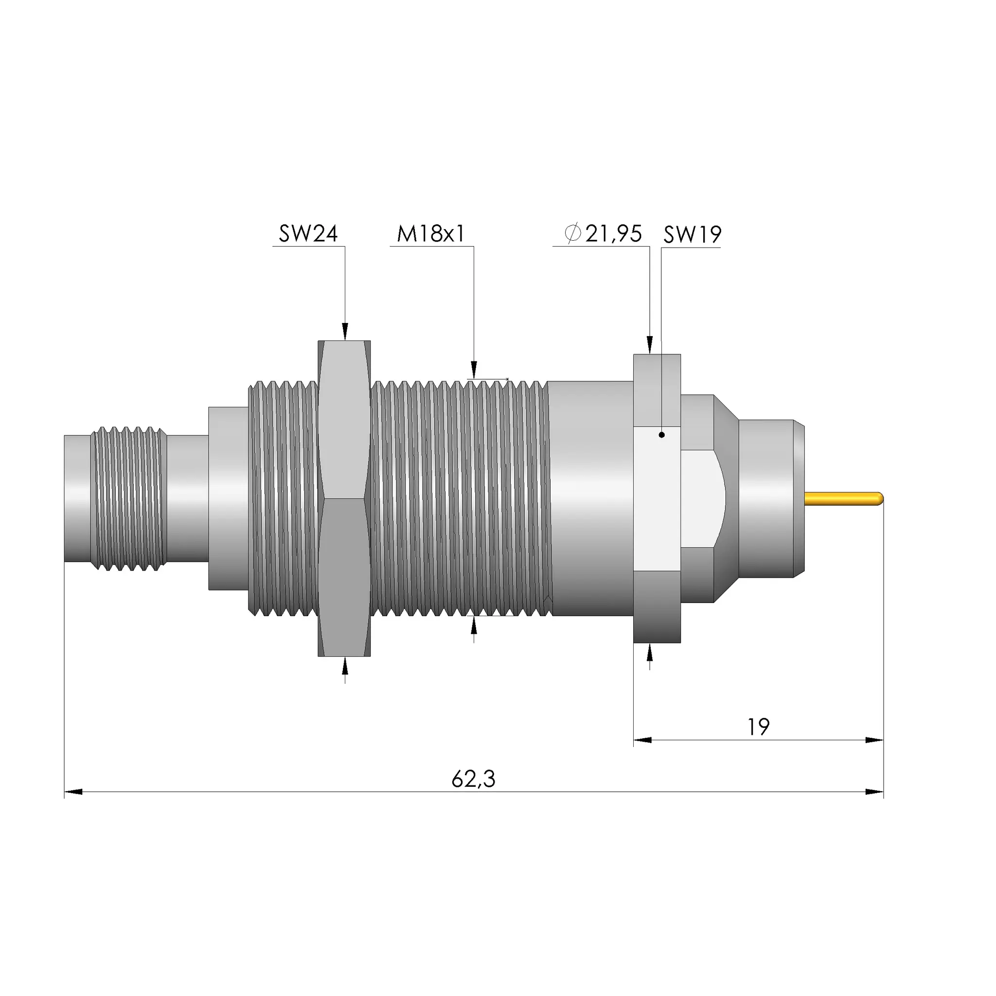 Produktfoto 1 von Ingun HFS-409 305 100 A 8343 MF, Hochfrequenzstift, SKU: HFS-409-0016