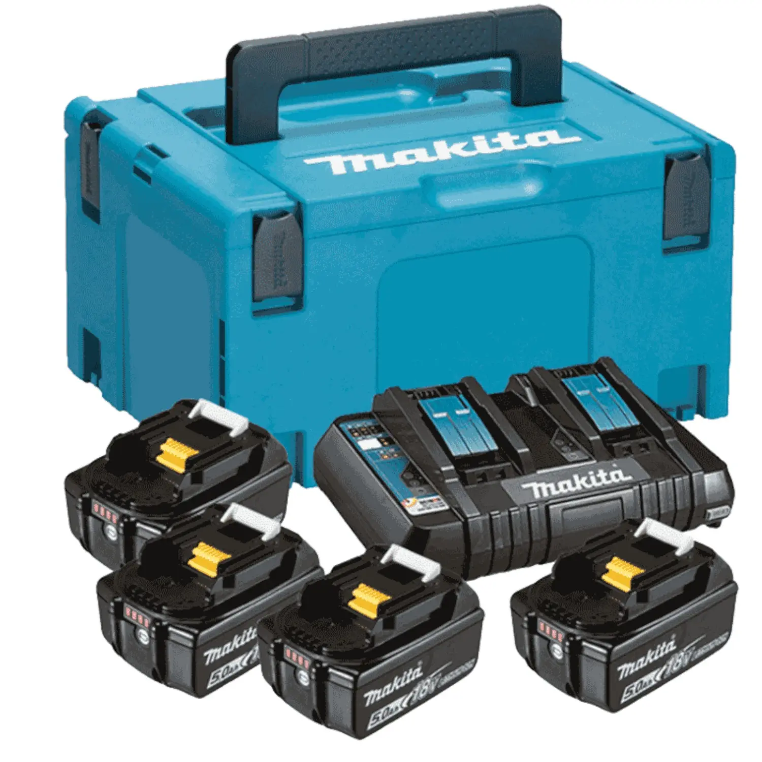 Produktfoto 1 von Makita 197626-8, Akkus 18V 5,0Ah (x4) und Ladegerät