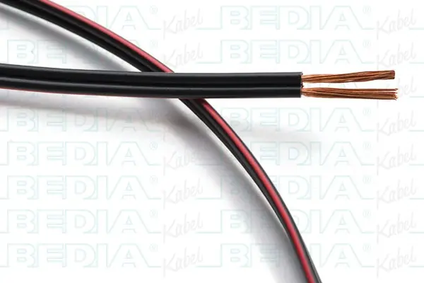 Produktfoto 1 von BEDIA 203390003, PVC-Zwillingsleitung mit dünnwandiger Isolierung FLRYZ 2 x 0.50 mm² bk / bk-rd