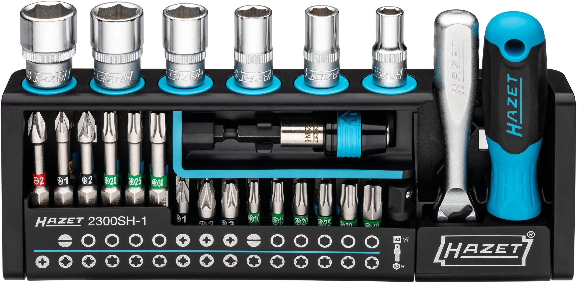 Produktfoto 1 von Hazet 2300SH-1, SmartHolder Bit-Set 39teilig (Sl, PH, PZ, Hex, Torx)