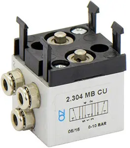 Produktfoto 1 von AZ Pneumatica 2.304 MB CU, Mikroventil 5/3 entlüftet, ø4 mm Steckanschlüsse