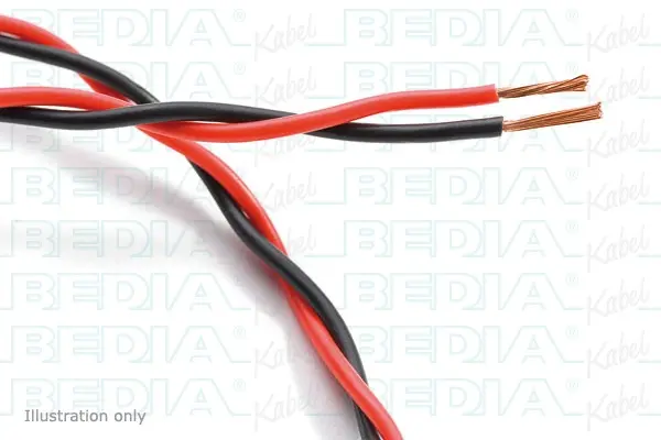 Produktfoto 1 von BEDIA 132350003, twisted PVC-Fahrzeugleitung mit dünnwandiger Isolierung FLRY-B 2 x 1.50 mm² bk / rd