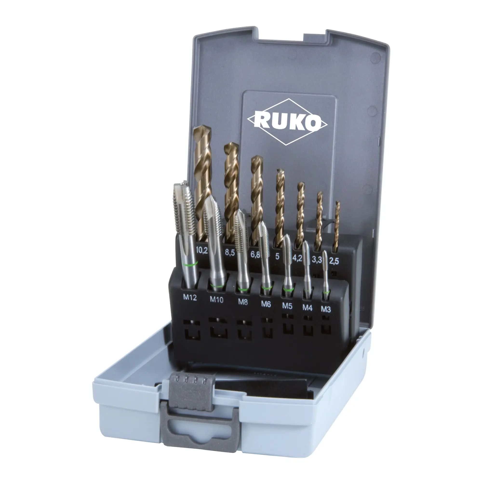 Produktfoto 1 von RUKO 245051RO, Maschinengewindebohrer-Satz HSSE-Co 5 14-teilig