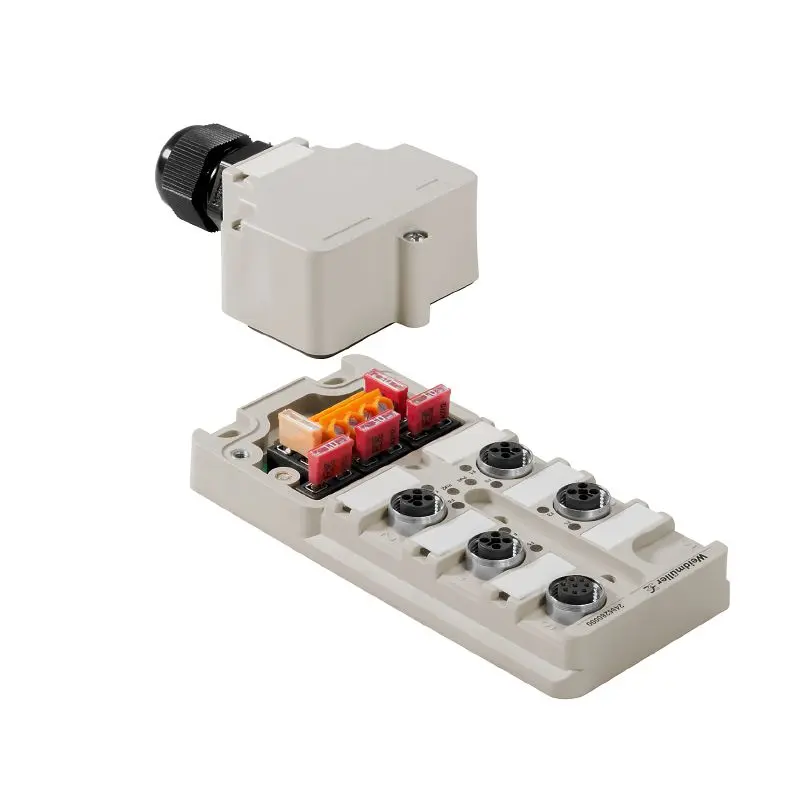 Produktfoto 1 von WEIDMÜLLER SAI-4-M-4P-M12-SVV-A03, T-codierte Verteilerbox mit Rückmeldung